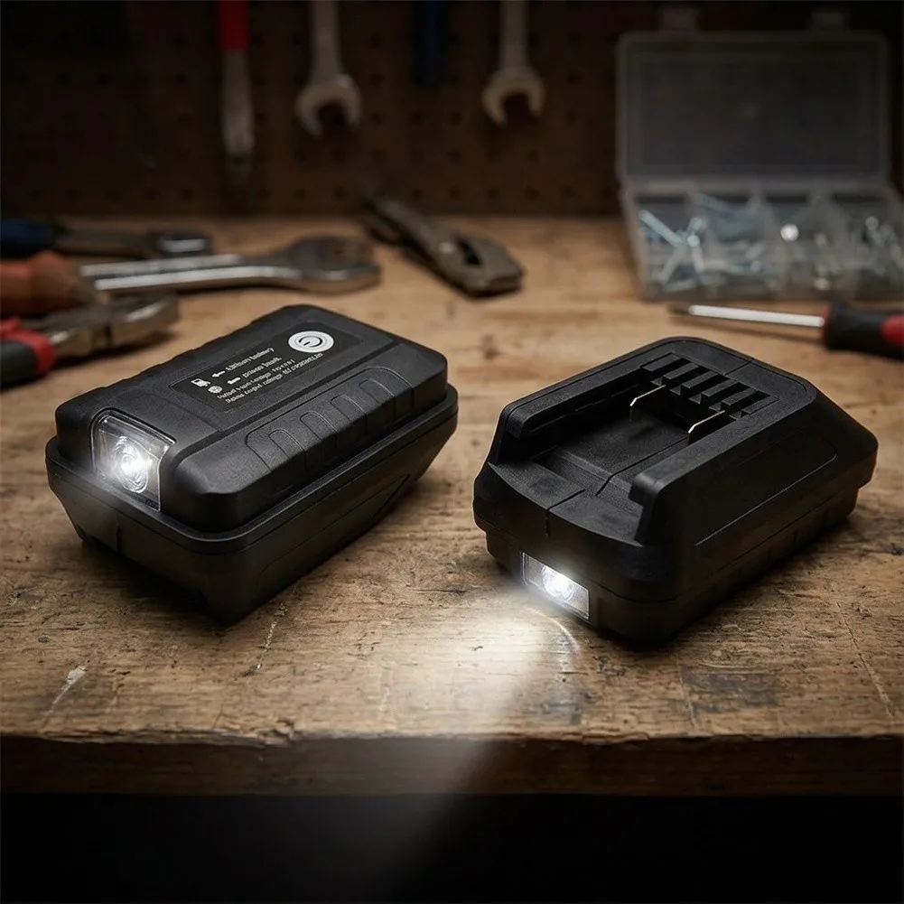 20V Battery Adapter With LED Light And USB Output For WA3530 WA3551 WA3553 4Pin Power Tool To Phone Charger Converter Black