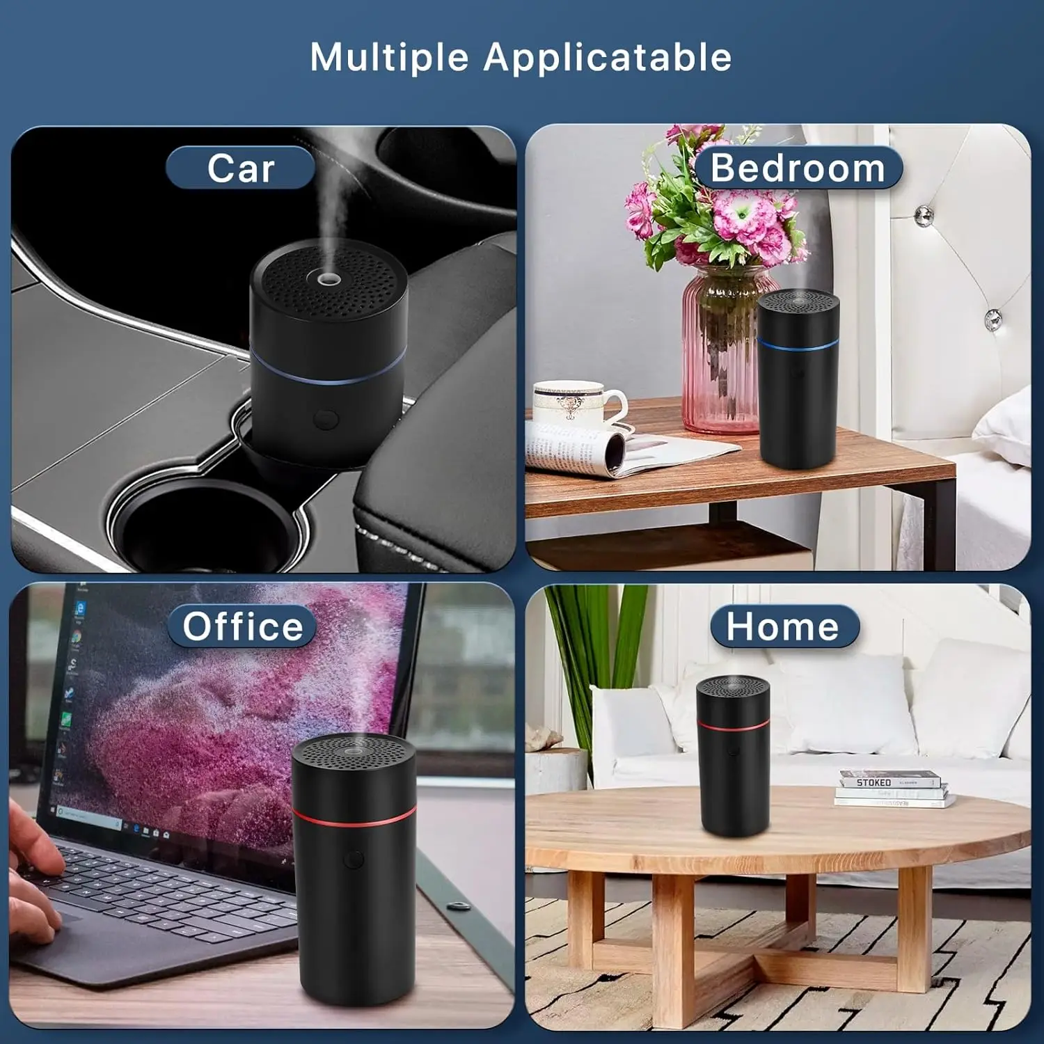 Car Fragrance Diffusers, Air Fresheners,USB-Powered Mini Ultrasonic Mist Humidifier Oil Diffuser For Vehicle