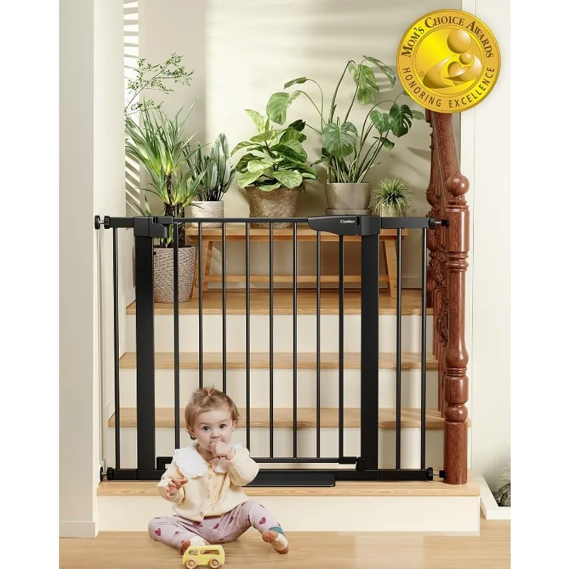 29.7-40.6 Inch Stair Baby Gate, Mom's Choice Award Winner - Doorway Dog Gate, Pressure Mounted Self-Closing Pet Gate