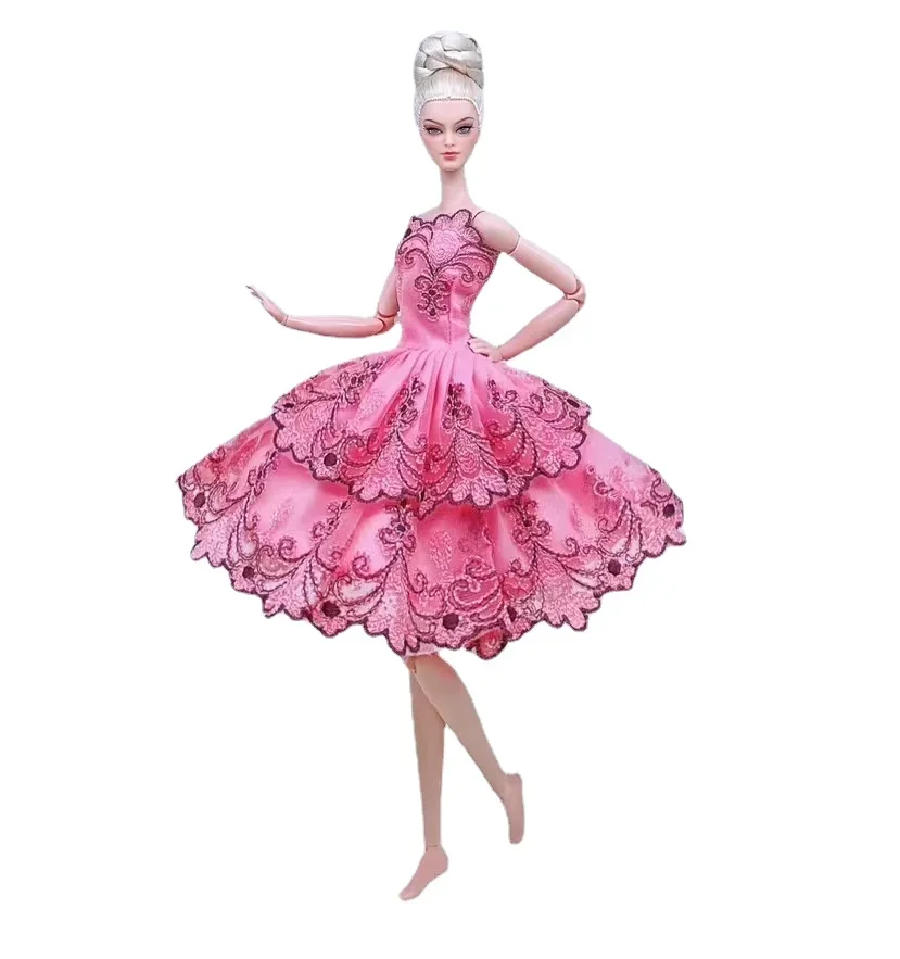 

1/6 Doll Clothes Pink Floral Evening Dress For Barbie Outfits For Barbie Dollhouse Accessories Ballet Gown Kids & Baby Toy 11.5"