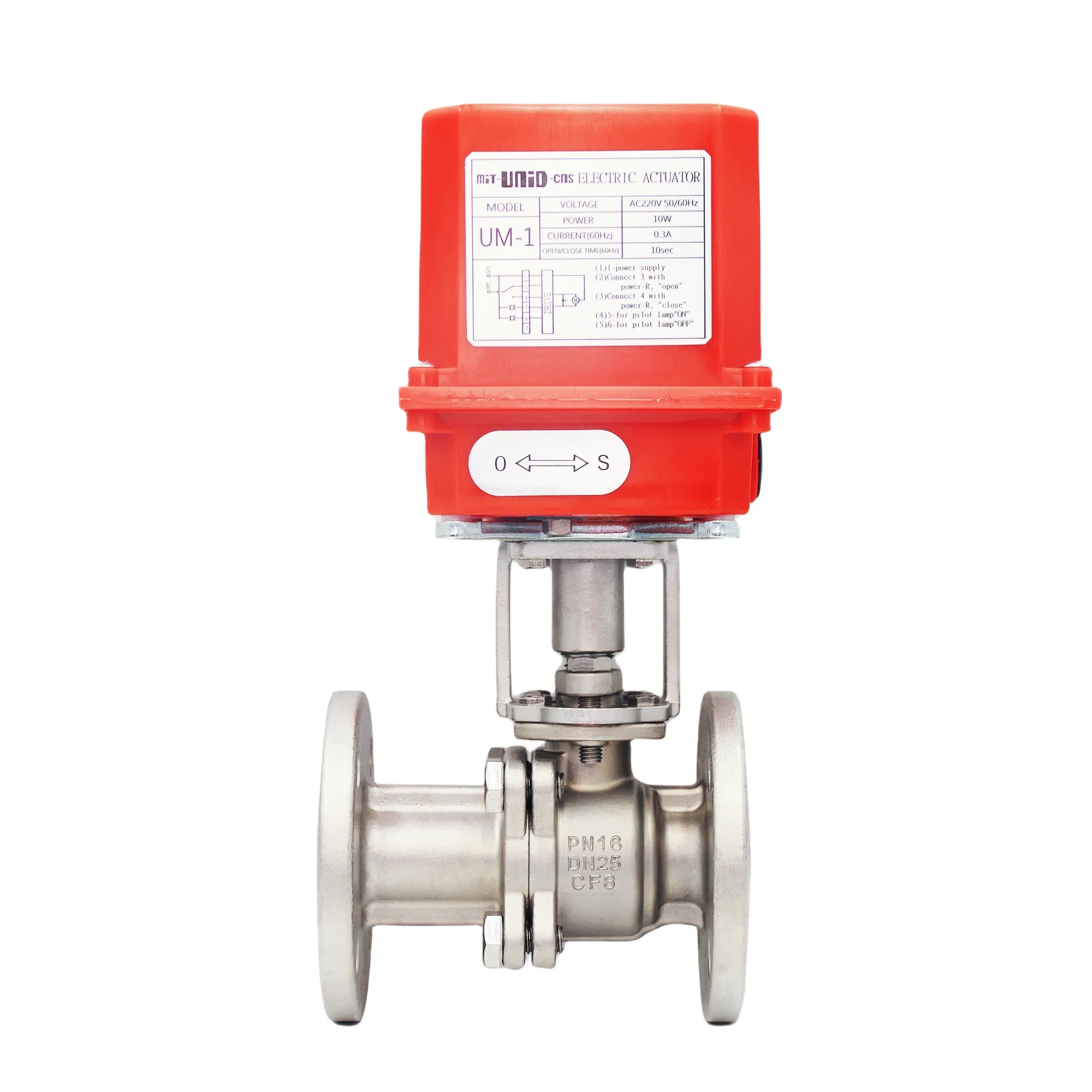 MIT-UNID-CNS Intelligent Stainless Steel Electric Flange Ball Valve 12V Motorized Control Valve