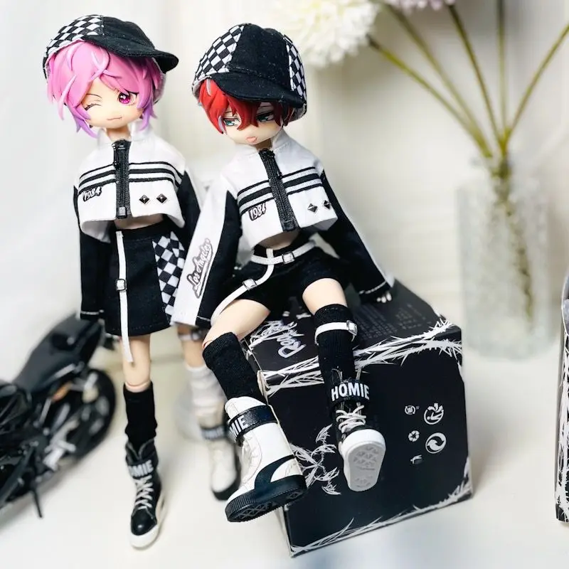 BJD Doll clothes suitable for size ob22 ob24 size black cool racing suit motorcycle suit doll accessories