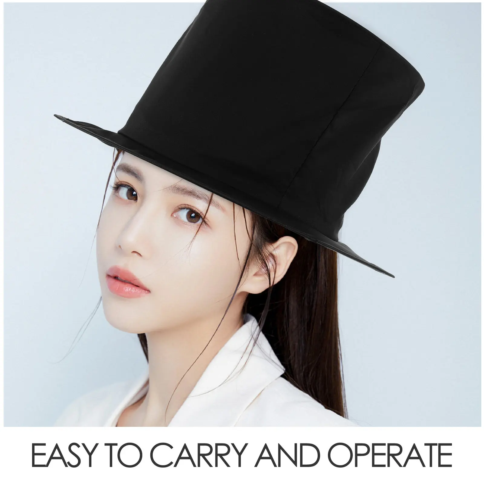 2 Chapéus de Mágico Pretos Dobráveis para Truques de Palco, Fantasias de Máscaras e Festas, Chapéus Vitorianos para Homens e Mulheres