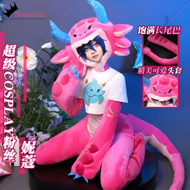 2025 جديد Neeko تأثيري لعبة LOL سوبر تأثيري المشجعين زي S-XXL الوردي بذلة غطاء رأس الذيل دعوى هالوين Neeko لطيف موحدة #5