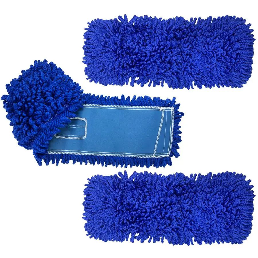 

3 Pack of 36 Inch Microfiber Dust Mop, Large Washable Commercial Mop Head Replacement, Sweeper, Janitorial Supplies, Blue
