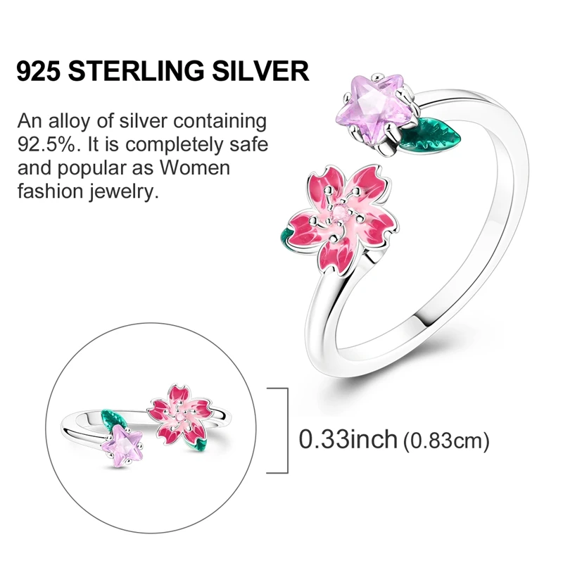 Adjustable Rings 925 Sterling Silver Mermaid Wing Dragon Sunflower Tulip Open Rings For Women Female Original Engagement Jewelry