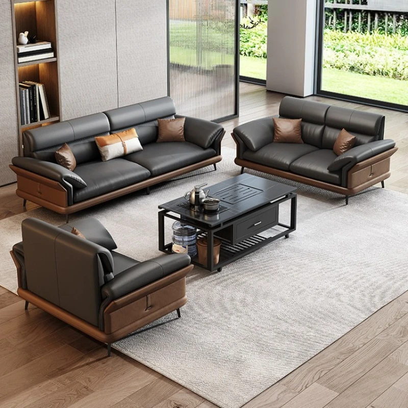 

Leather simple business waiting small meeting room coffee table combination