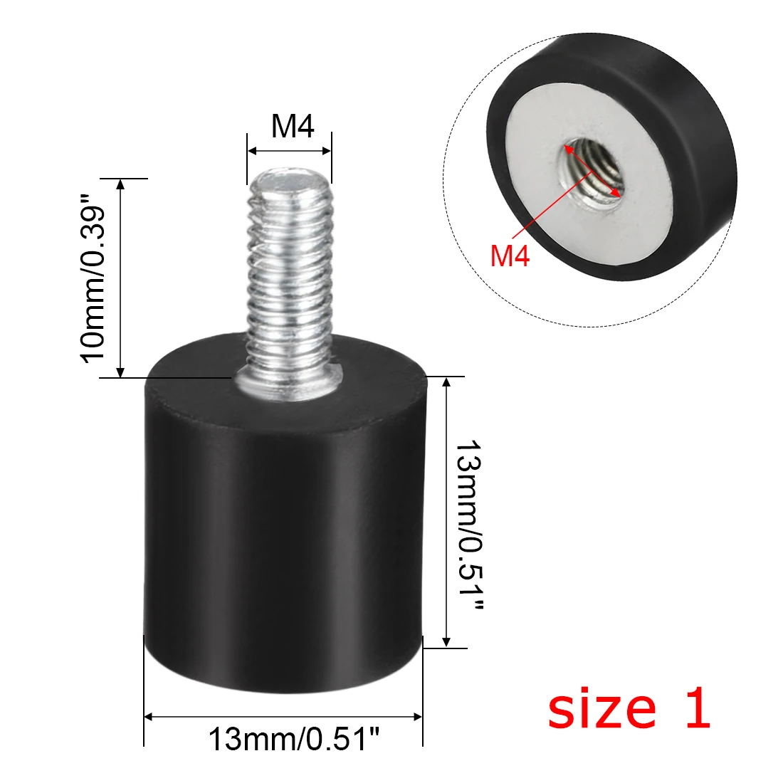 8PCS Rubber Cylindrical Vibration Isolators Mounts Shock Absorber with Studs for Welding Machine Air Compressors