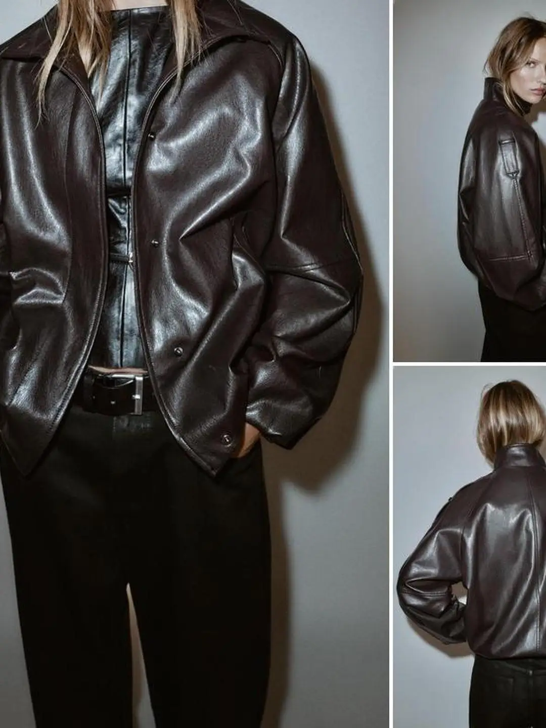 Casual Sle Long Sve Colletto alla coreana Jaet Capispalla Chiusura con cerniera decorativa Pelle come tessuto Cappotto invernale Faion per giovani