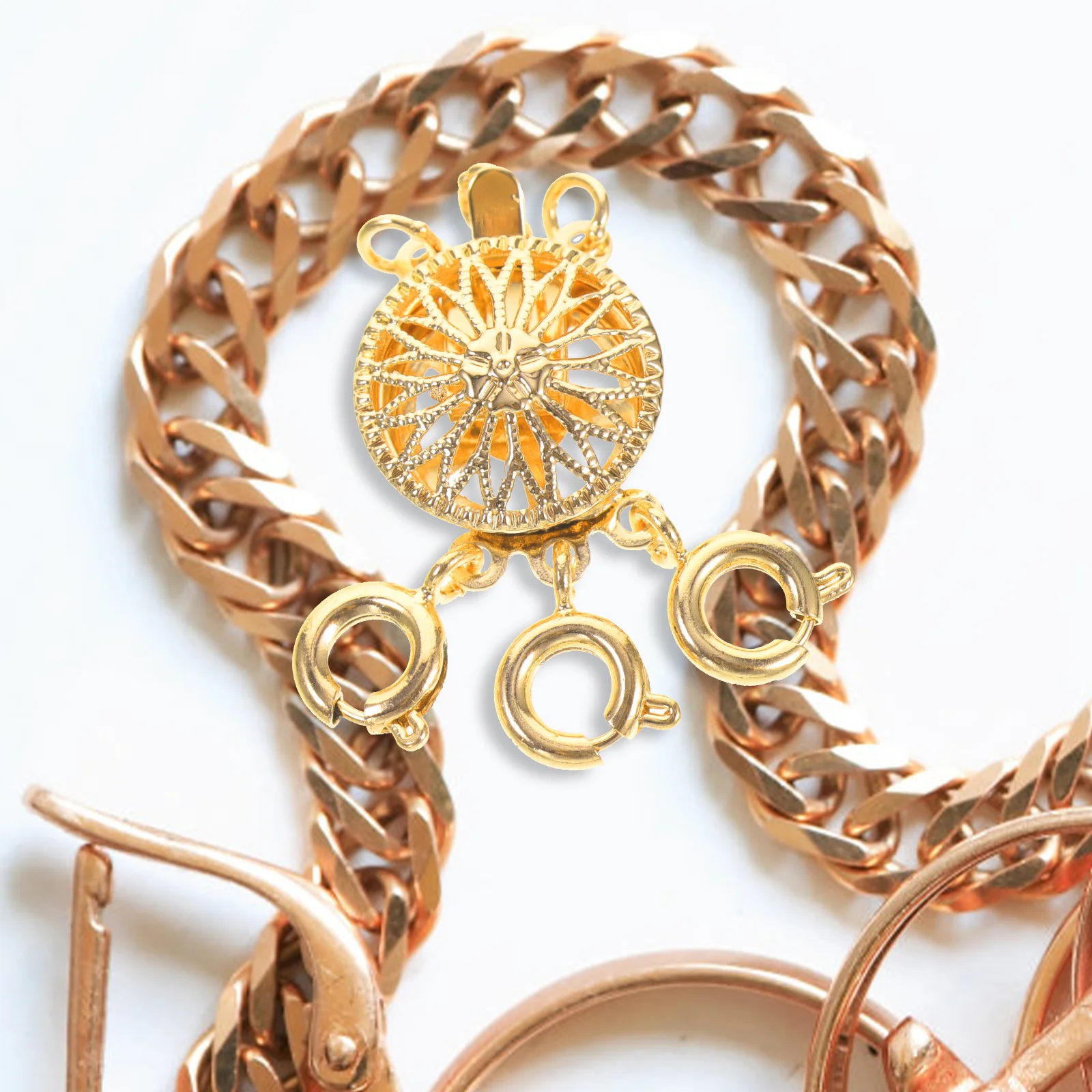 Sunflower Necklace Detangler Clasp Stylish Copper Layering Hook for Multiple Necklaces Jewelry DIY Accessory Necklace Detangler