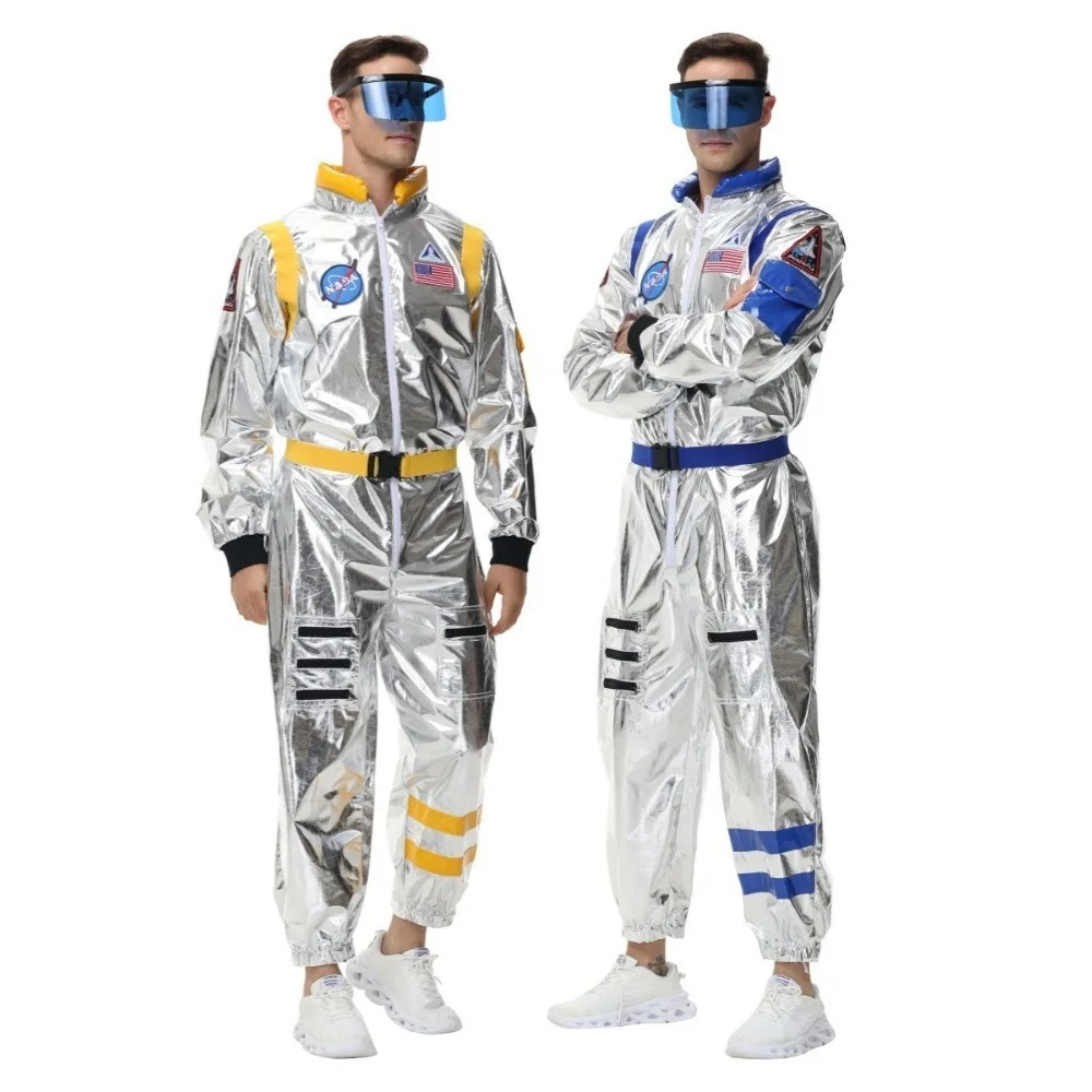 

Взрослый серебряный костюм космонавта для мужчин и женщин, костюм космонавта, космический комбинезон, вечерние костюмы для косплея