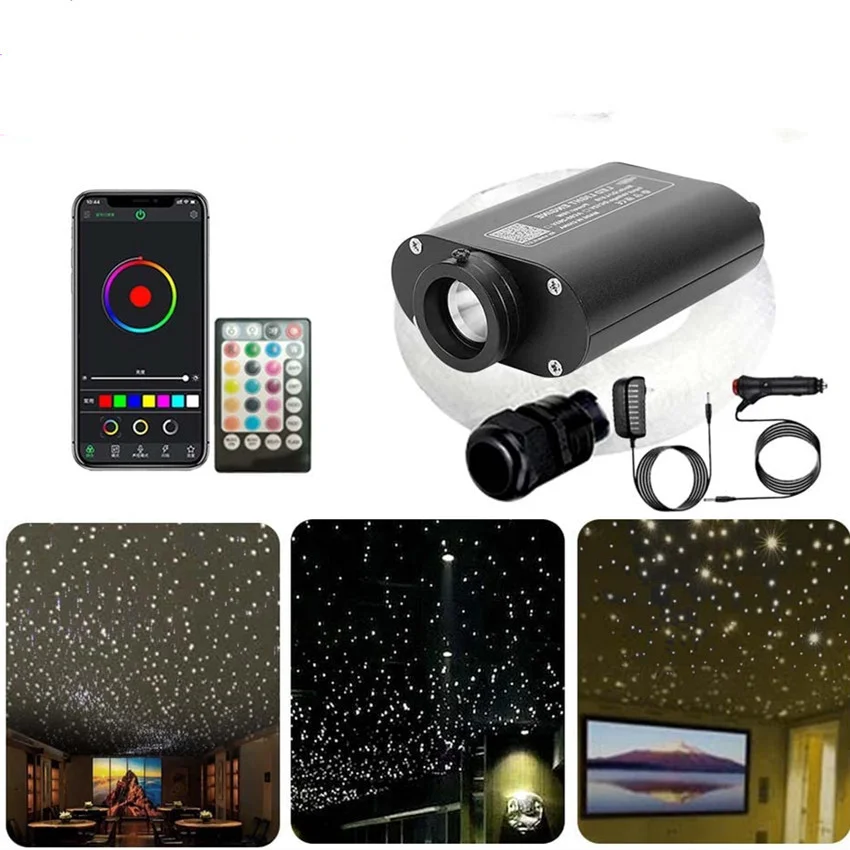 16W Dual Port RGBW Twinkle LED Fiber Optic Lights Starlight Headliner Meteor Kit Shooting Star Car/Home Theater System