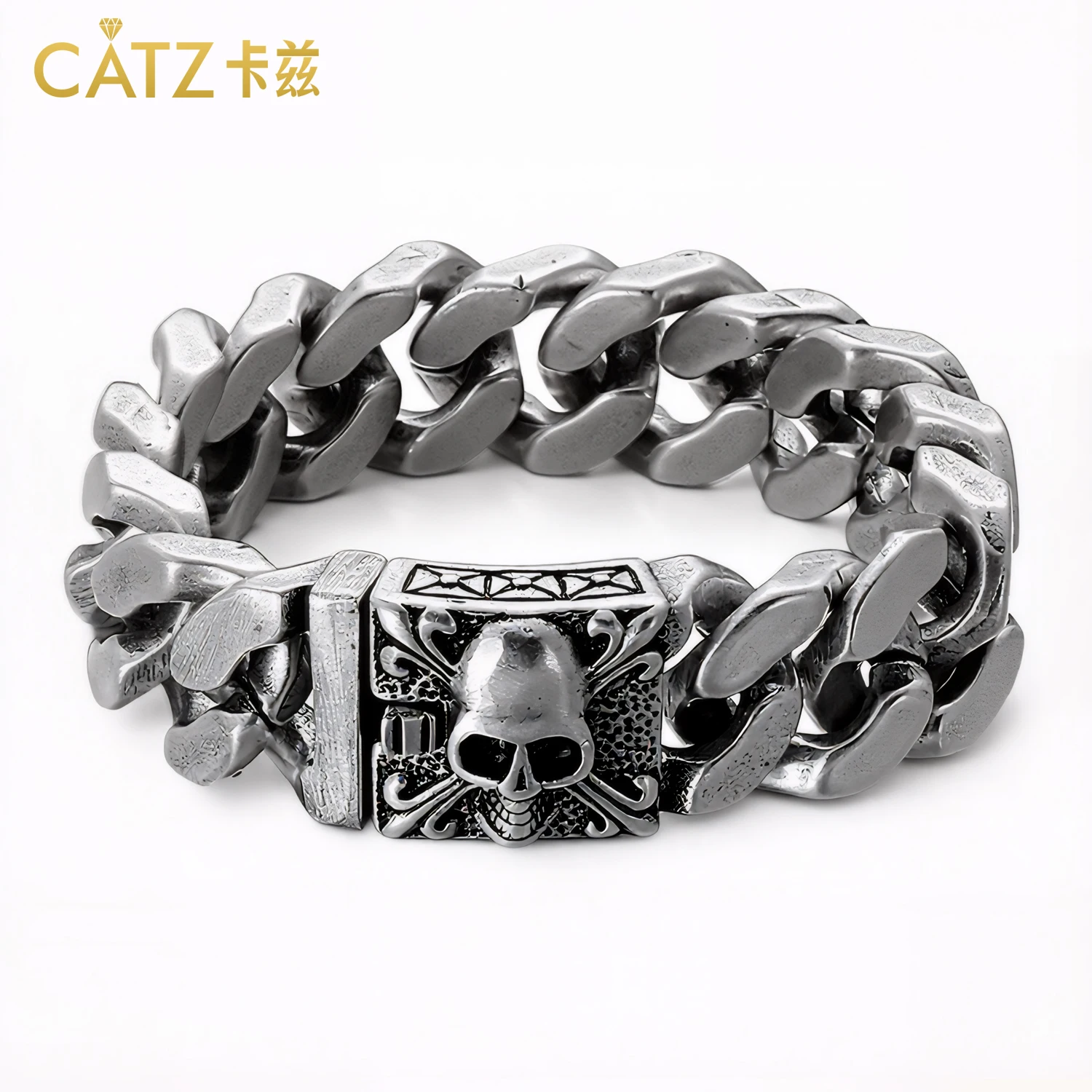 

20mm Big and Heavy Chunky Cuban Chain Bracelet Men With Devil Ghost Skull Charm Vintage Magical Jewelry Best Gift For Friends