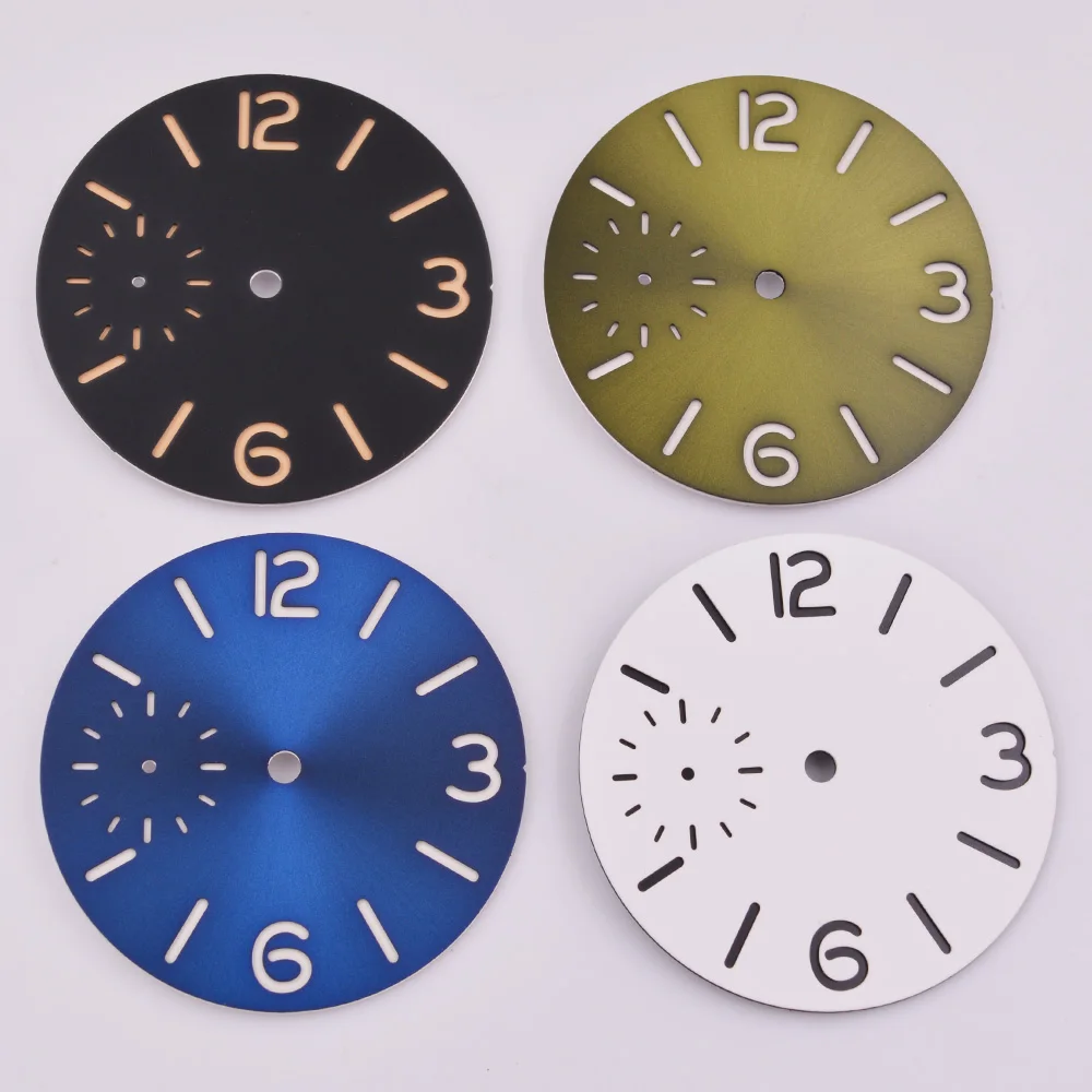 

Циферблат часов 37 мм, зеленый светящийся циферблат, подходит для ETA 6497 Seagull ST3600, аксессуары для часов, стерильный циферблат