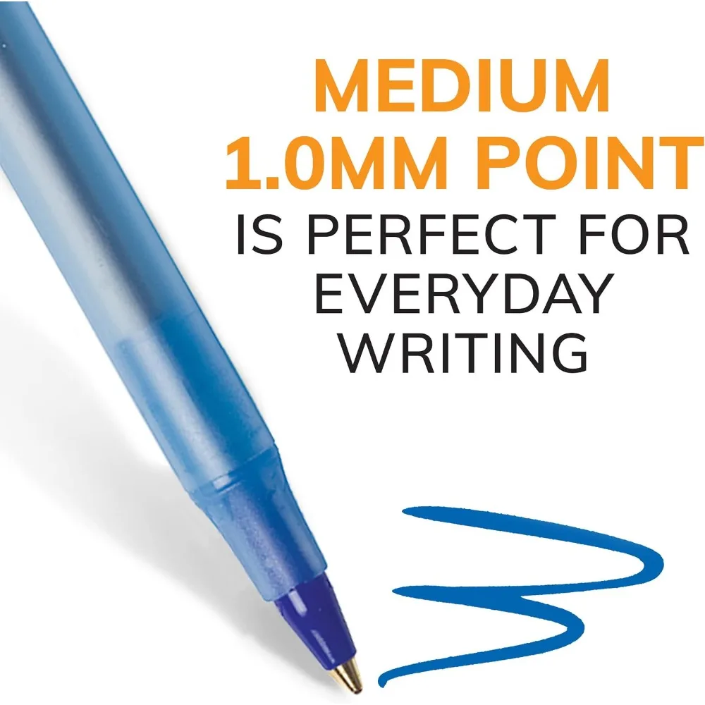Xtra Life Blue Ballpoint Pens Medium Point 1.0mm 10 Count Bulk Pack Flexible Round Barrel for Writing Comfort Best Selling Ballpoint Pens