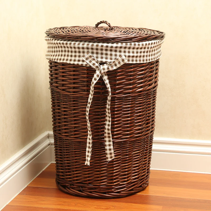 

Wier Dir Clothes Basket Covered round Woven Basket for Clothes Storage in Restaurant Laundry Baskets Home Organization