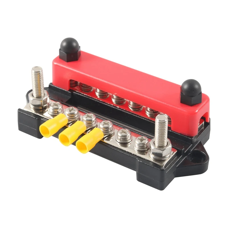 12V Ground/Power Distribution Terminal Block Battery Bus Bar Set (Max 300V AC/48V DC) Negative/Positive Insulated Busbar