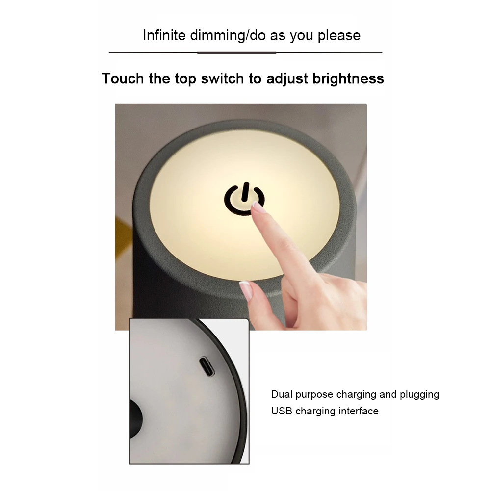 مصباح طاولة زجاجة لاسلكي للتحكم باللمس من 3 ألوان RGB ستبليس يعتم مصباح الليل لأضواء مكتب زجاجات النبيذ  ديكور #6