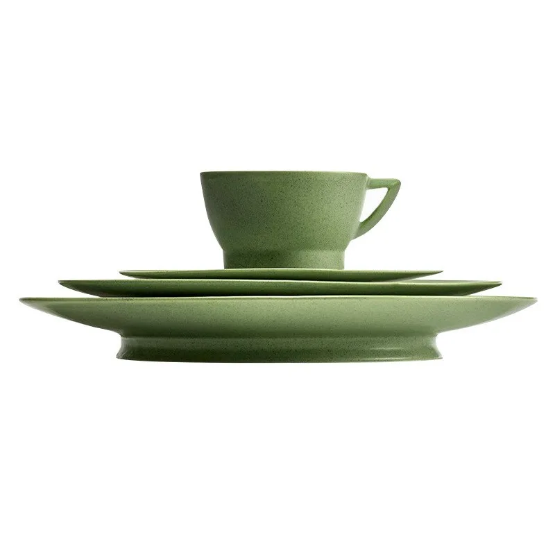 

Matcha green coffee cup saucer, black and white simple cup, household latte cup