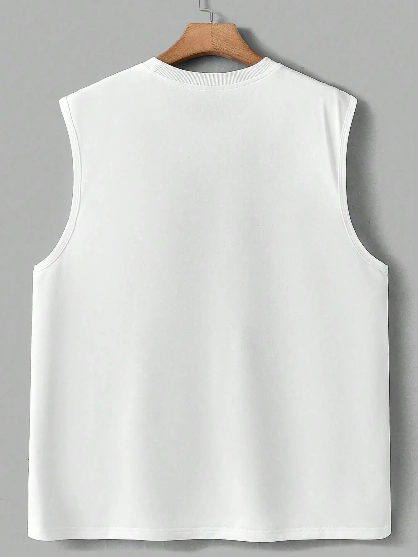 Men's Plain White Sleeveless Round Neck Tank Top for Casual Wear image 2