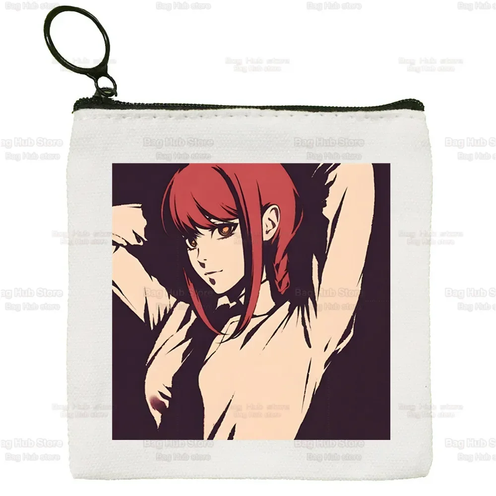 Chainsaw Man Makima Simple Canvas Coin Purse Cute Pochita Cartoon Key Case Anime Cartoon Bag Coin Storage Bag