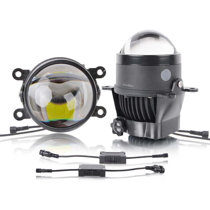 

Universal 12V Car Headlights 3.0 Inch Fog Lights Lens White Light 6000K 3000K Bi Led Projector Fog Lights Highlighted Version