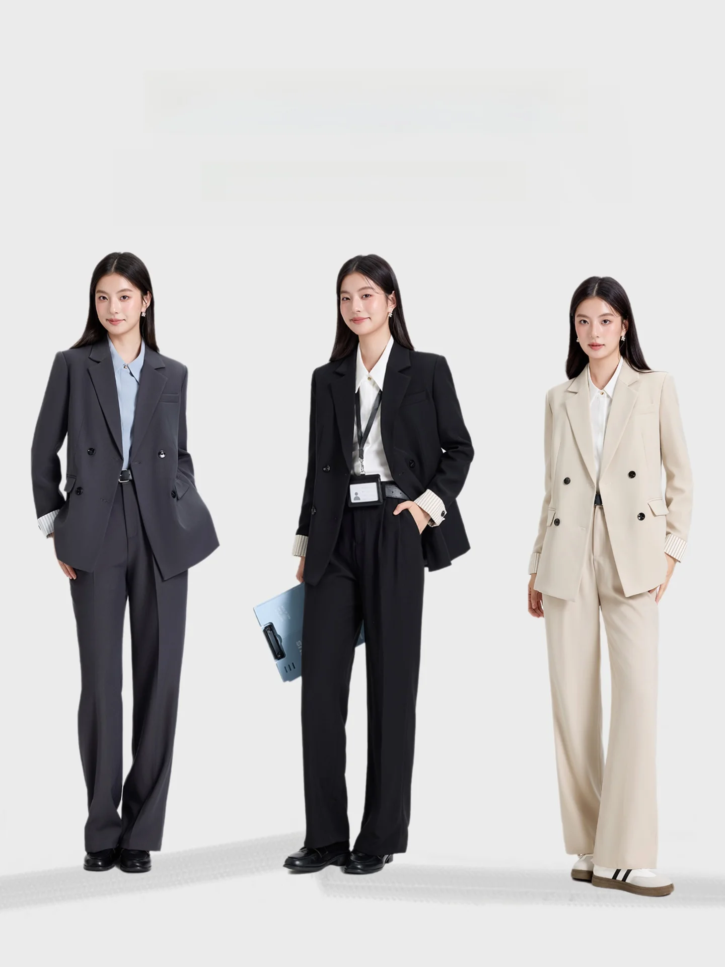 Black Casual Loose Women's Suit Jacket 2026 New Style Interview Formal Wear Polyester Fiber Long Sleeve Button Pocket Design