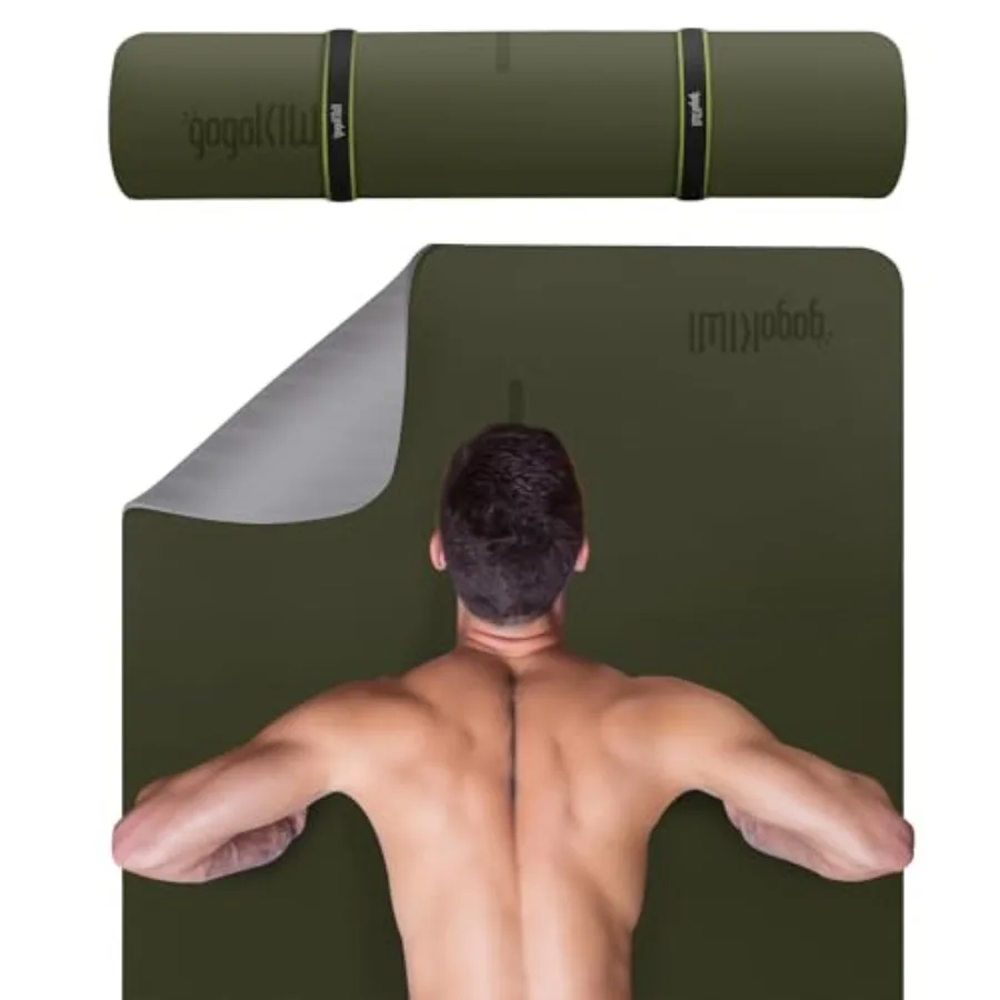 

Extra Wide Yoga Mat 72L x 36W Non Slip for Men Women Fitness Exercise with Alignment Marks for Yoga Pilates Floor Workouts in B