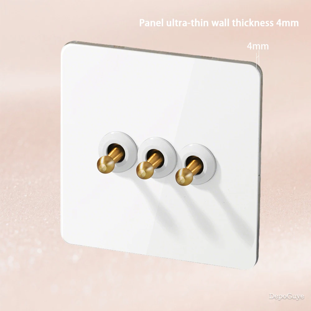 86 Type Retro White Wall Lamp Brass Lever Toggle Switch 1-4 Gang 2Way stainless steel EU FR UK Universal wall socket AC110-250V