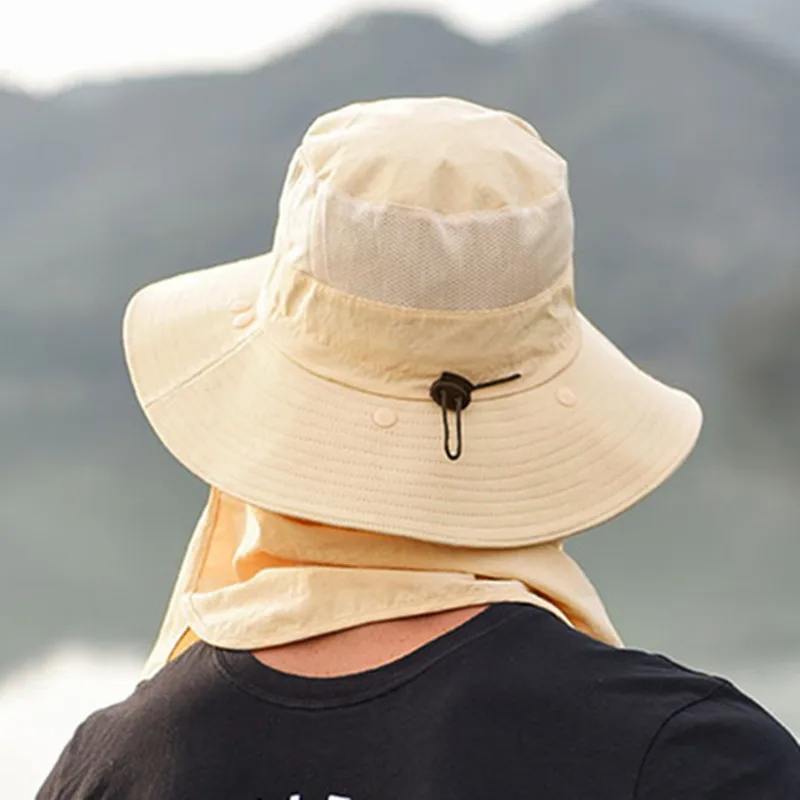 Unisex Fisherman Hat Quick-dry Sun Protection Fishing Hat Face Neck Cover Camping Visor Bucket Hat Summer Panama for Women Men