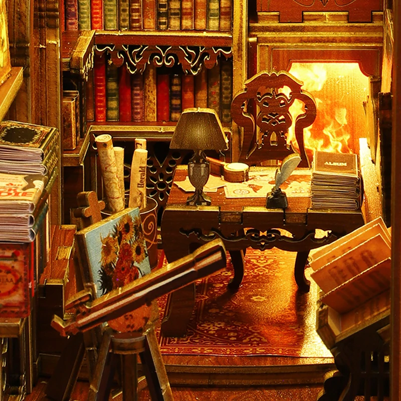 DIY Book Nook Kit Wooden Mini Dollhouse 3D Puzzl Model Building Handmade Bookshelf Insert Home Decor For Xmas Birthday Gifts