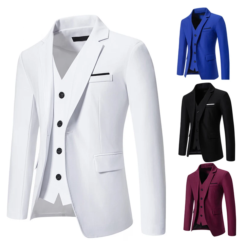 New Men\'s Casual Business Blazer Fashion Men\'s  False Two-piece Suit Banquet Wedding Casual Slim Suit Jacket