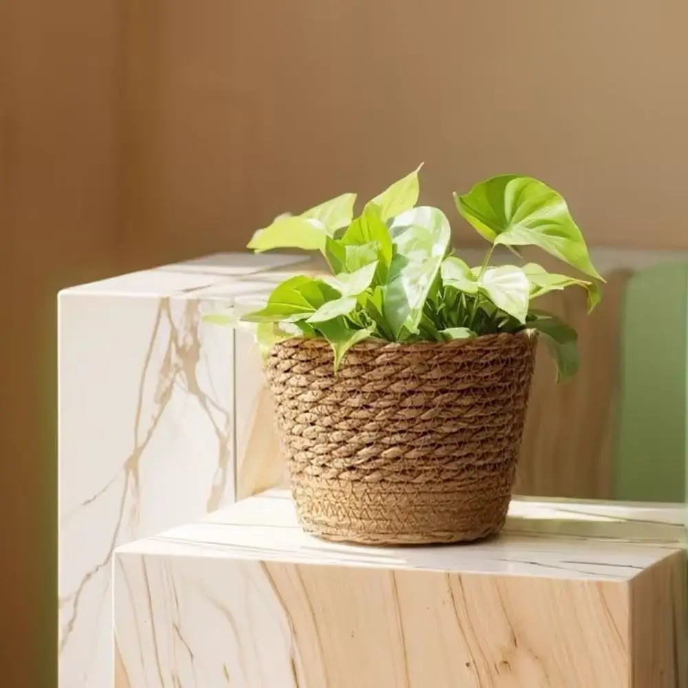 1Pcs For Garden Terraces Flower Pot Basket Rattan Straw Planter Basket Grass Woven Flowerpot Mini/S/M/L Furniture Decoration