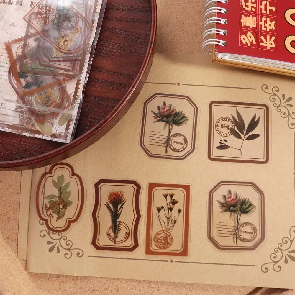 30 Pcs/Bag PET Flower Plant Sticker Bag Colorful DIY Hand Tent Decorative Material Waterproof Transparent Scrapbooking Sticker