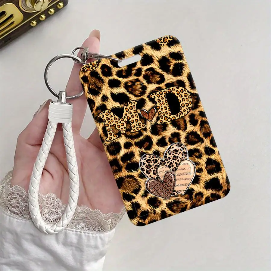 Cover Case 1Pc Card Holder Retractable Credit Card Holders Holders Child Bus with lanyard Bank ID Badge Leopard Letter Hearts
