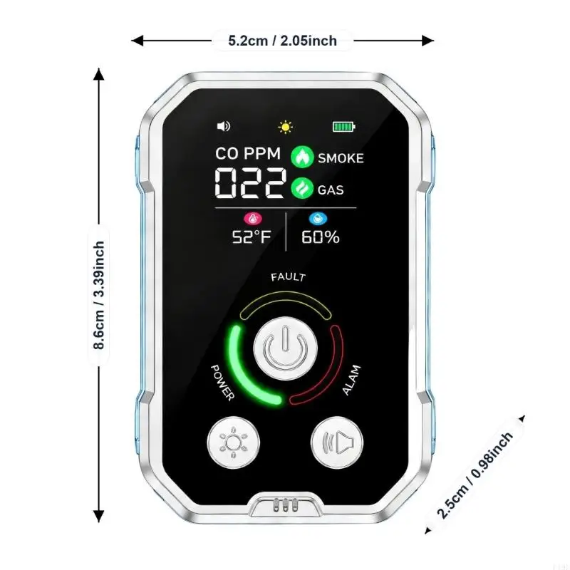 Digital CO Monitor with Face-Mounted Readout, ABS Housing and Front Control for Checking Carbon Level Information in F19E