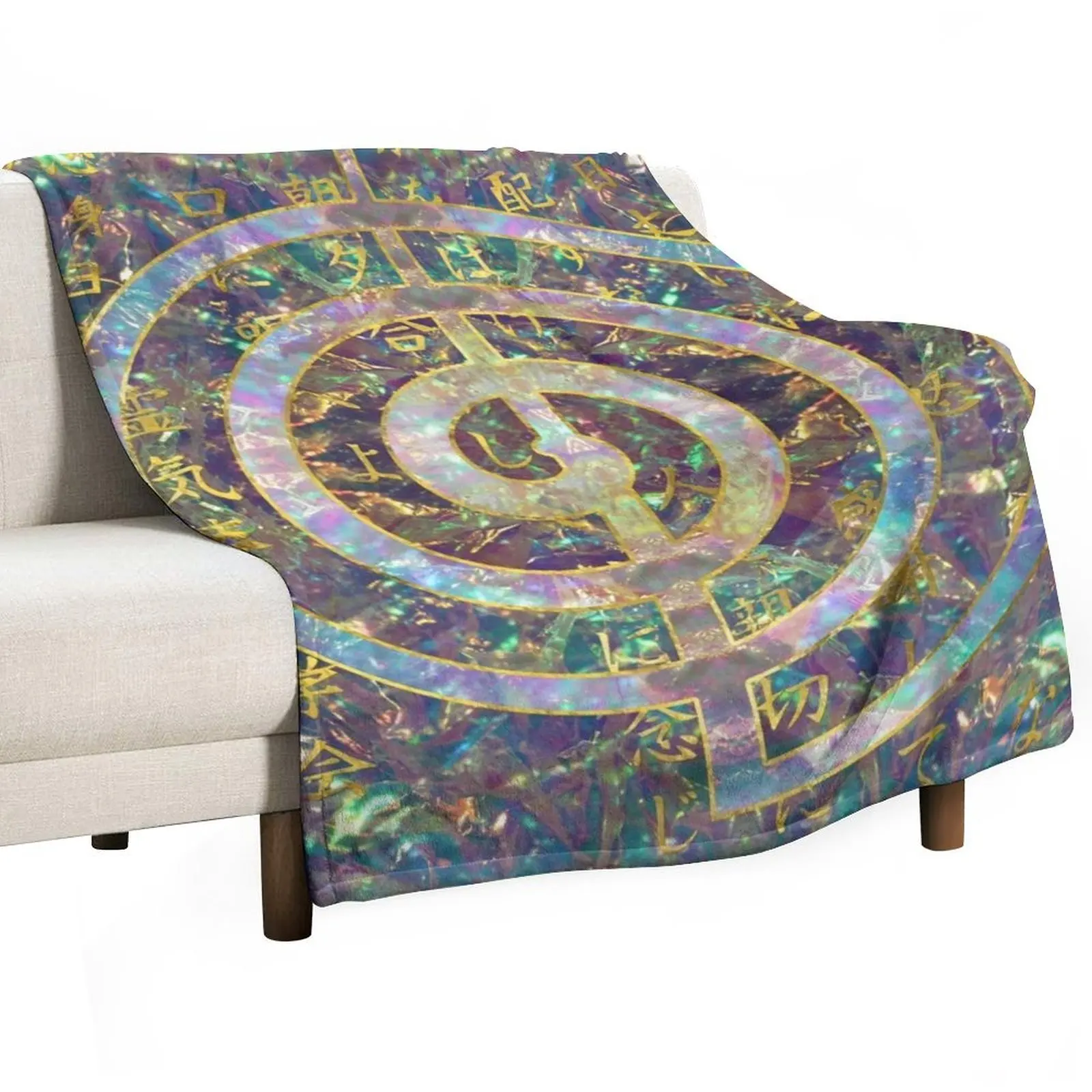 

Gold Choku Rei Symbol and Reiki Precepts Throw Blanket Flannels Kid'S Multi-Purpose Cute Blankets
