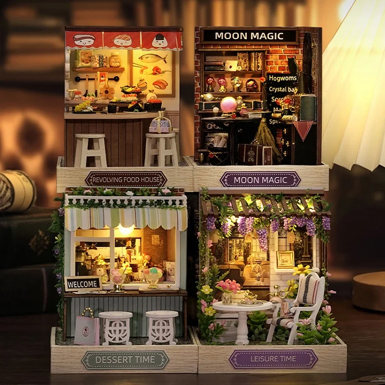 Mini Doll House DIY Small House Kit 3D Puzzle Assembly Model Building Room Bedroom Decoration With Dust Cover Wooden Craft Gifts