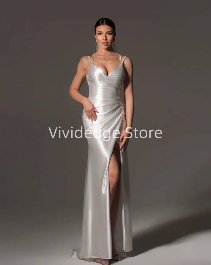 Customized Sexy V Neck Women Strapless Bridal Gowns 2025 Side Split Back Strap Wedding Dresses vestidos de novia boda civil