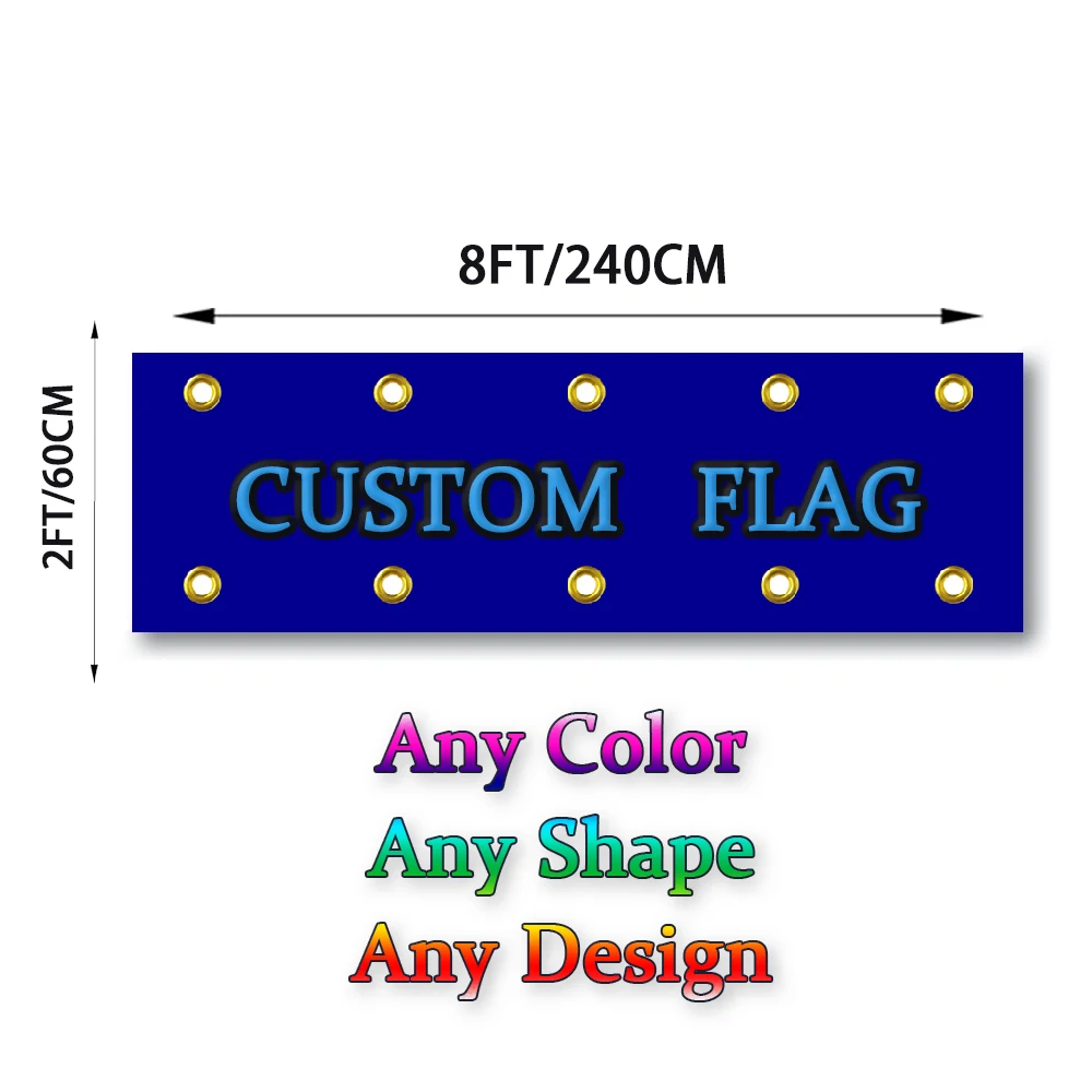 Benutzerdefinierte lebendige Farben-Banner-Flagge, 2 x 8 Fuß, 60 x 240 cm, jedes Werbedesign für Sportclub, Innen- und Außendekoration, Werbeveranstaltung