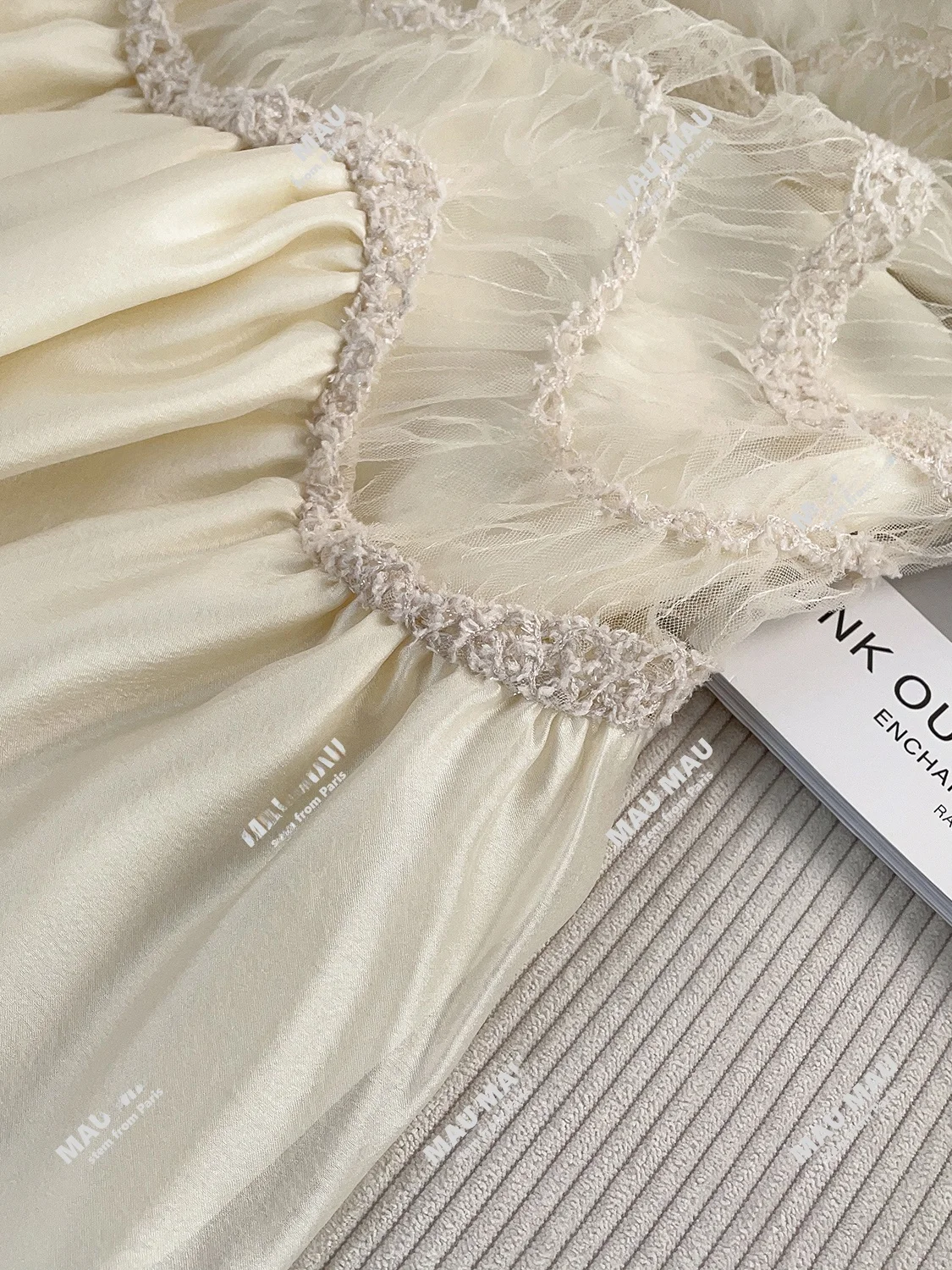 Vestido tipo ceco de cintura alta para mujer, moda Primavera Verano otoño, falda acampanada, Material de gasa de fibra de ...