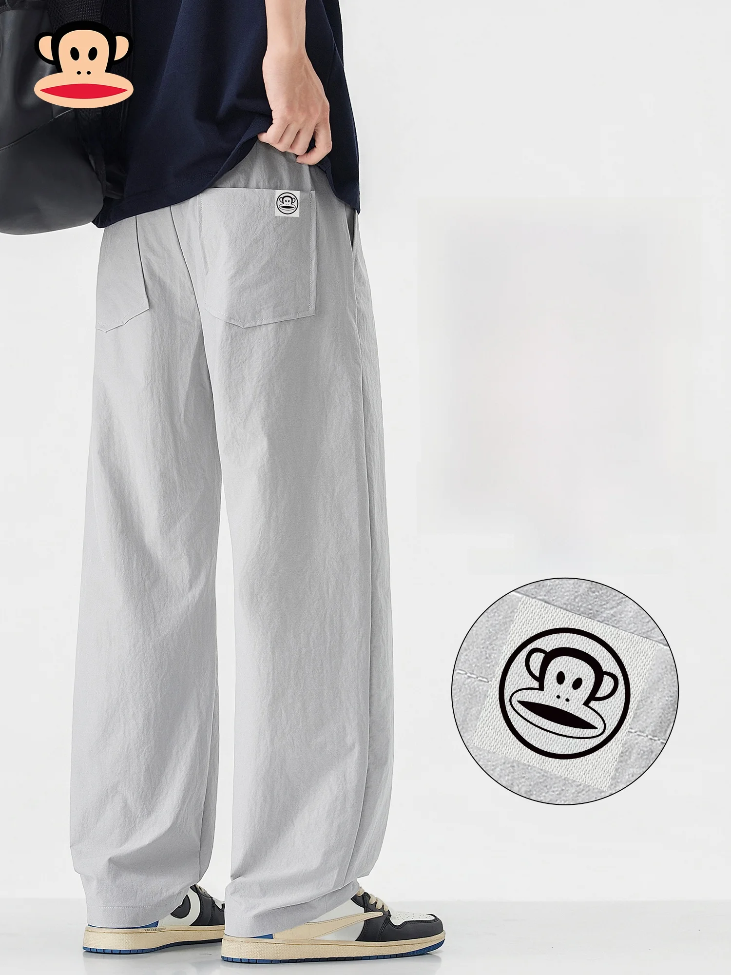 

Мужские повседневные брюки Paul Frank в американском стиле, свободные, с эластичным поясом, весенние, длинные, широкие штанины, средняя посадка, из полиэстера