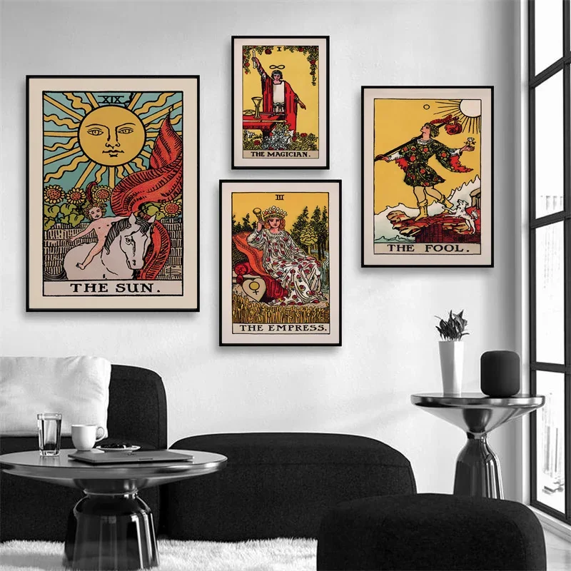 Canvas Painting Wall Art Posters and Prints Wall Pictures The Magician Tarot Sun Empress Priestess for Living Room Decor