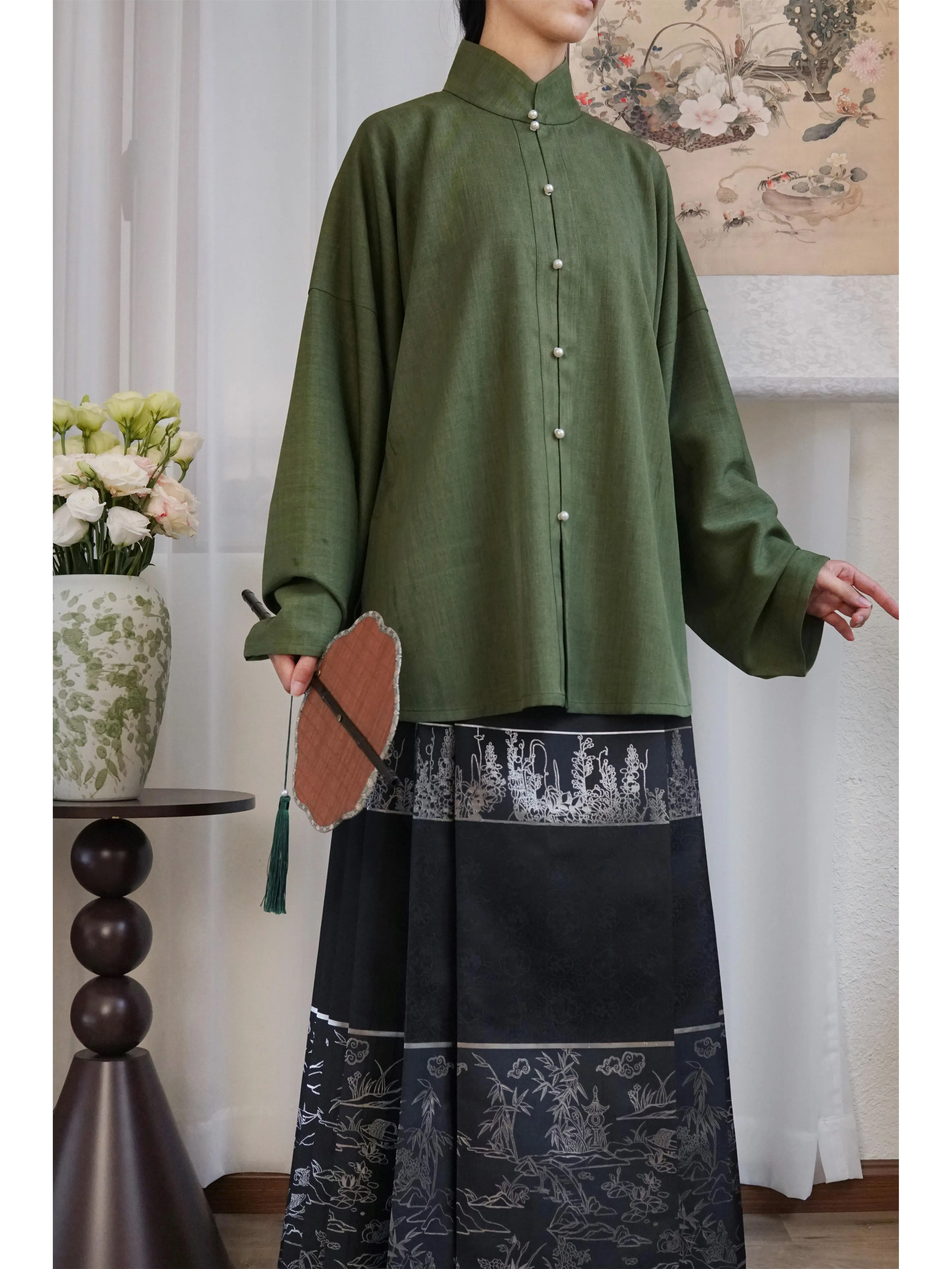 

Ming Dynasty Hanfu Long Sleeve Shirt New Improved National Style Vintage Modern Hanfu Women Blouse