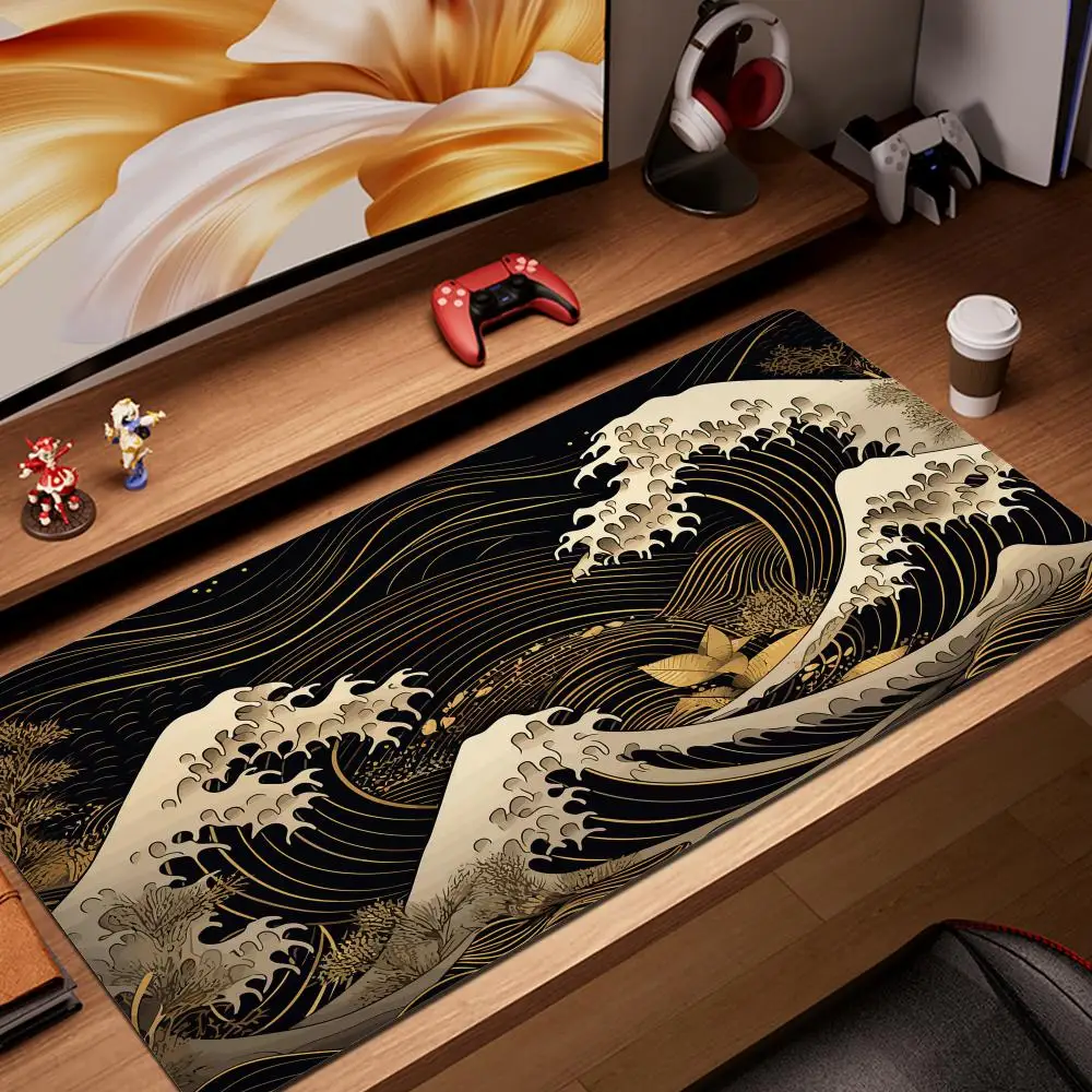 

PC Custom HD Print New Mousepad Japan Art Great Waves Rubber Mouse Pad Lock Edge Playmat Non-Slip Office Computer Mice Pads XXL