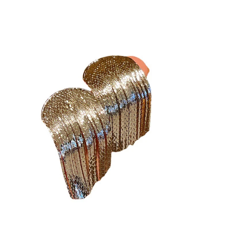 

American retro cold wind curved fringed earrings fashionable high-end exquisite sterling silver needle temperament earrings