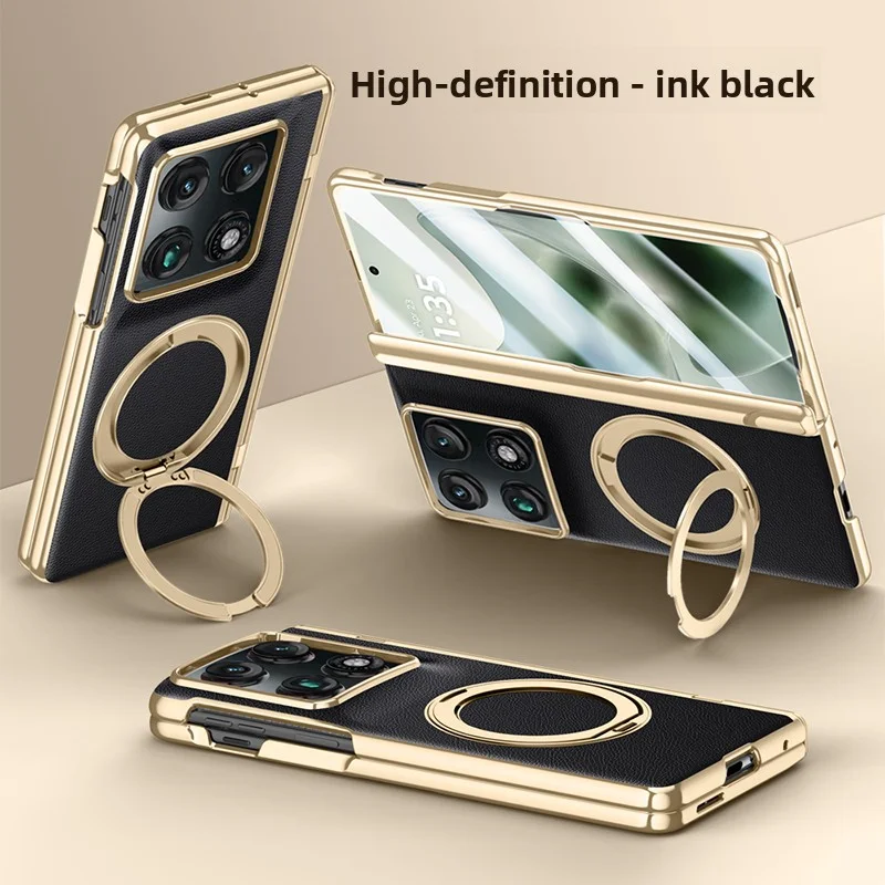 

For Motorola Razr Fold Case Luxury PU Leather Ring Stand Magnetic wireless charging Protect Back Cover For Moto Razr Fold Shell