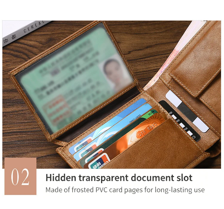 Vintage Rindsleder Herren-Geldbörse Multi-Kartenhalter Münzfach RFID-Blockierung Diebstahlsicher Europäisch-Amerikanischer Stil Brieftasche – Detail 18