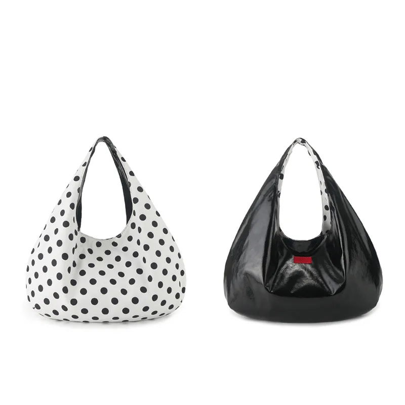 FIRMRANCH Minority Trend Classic Black And White Polka Dot Design Double-Sided Use Ladies' Single Shoulder Armpit Bag Handbag