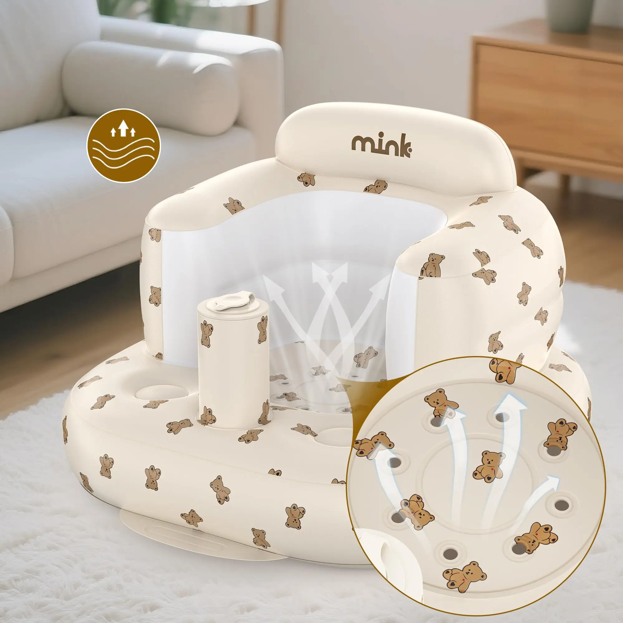 Inflatable Baby Bath Seat Soft PVC Infant Bath Chair Safety Support Seat for Baby Toddler Bathroom Shower Tub Bathing Assistant view 5
